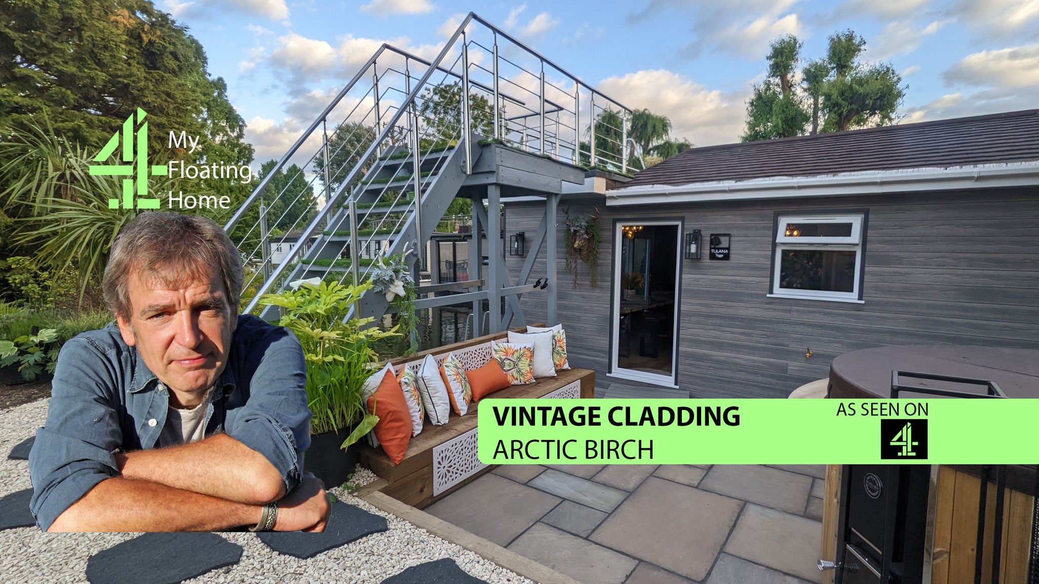 Composite vintage cladding as seen on channel 4 My Floating Home
